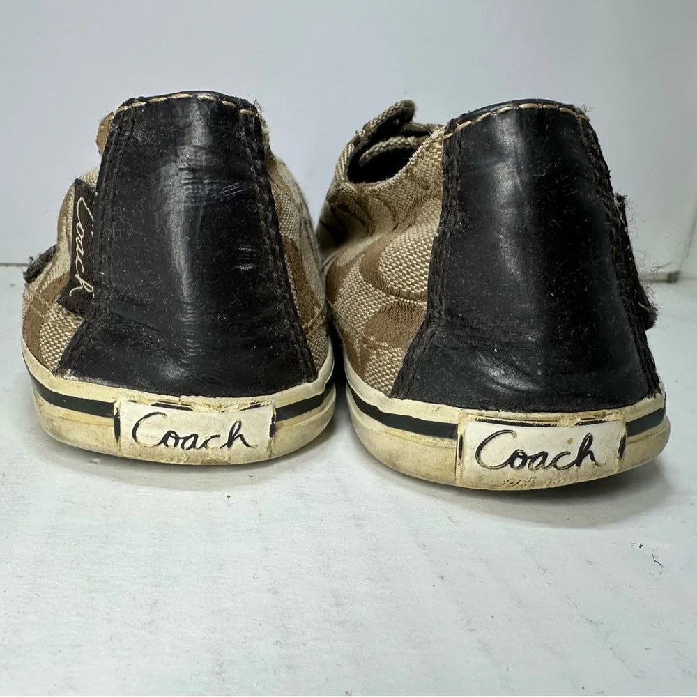 Coach Tan Signature Canvas Slip-On Sneakers